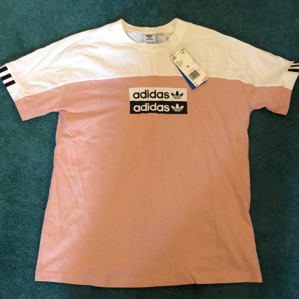 Adidas Pink and White Tee NWT